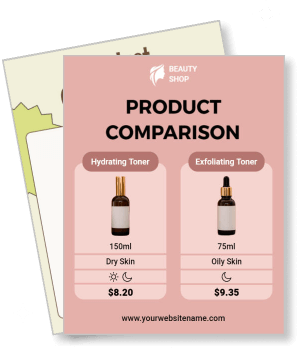 beauty shop product comparison hydrating exfoliating toner prices template