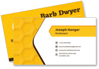 beekeeper business card design yellow hexagonal pattern template