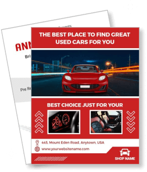 best place to find used cars advertisement red sports car promotion template