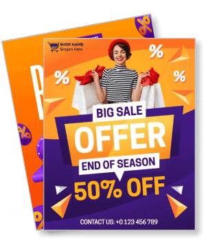 big sale end of season offer 50 percent off promotional advertisement template