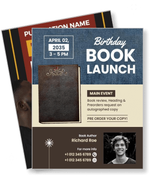 birthday book launch event invitation template with author info