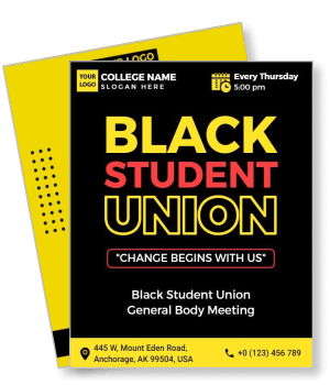 black student union general body meeting poster design template