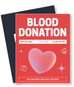 blood donation event poster heart logo sept 2035 template