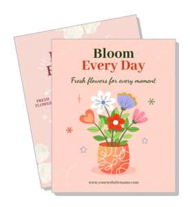 bloom every day flower promotional poster with vase image template