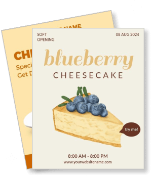 blueberry cheesecake soft opening with tasting invitation template