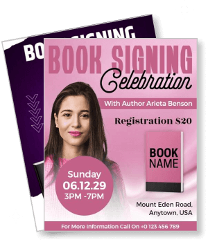 book signing celebration poster author event invitation template