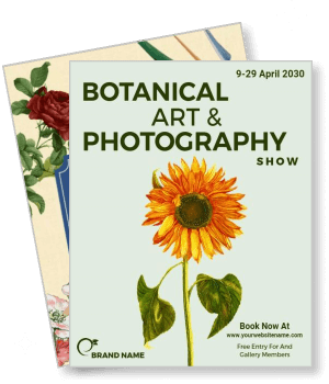 botanical art photography show event sunflower design april 2030 template