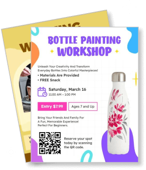 bottle painting workshop colorful creative event promotion template