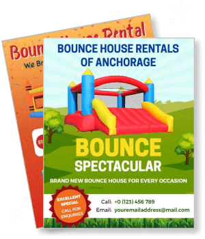 bounce house rentals anchorage promotional flyers colorful design template