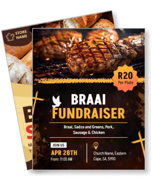 braai fundraiser bbq event with grilled meat and details template
