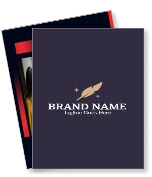 brand logo mockup with tagline and feather icon design template