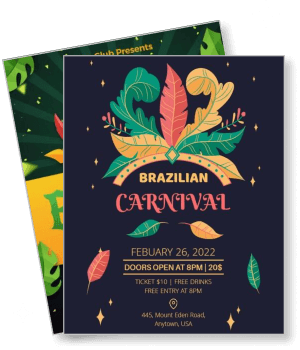 brazilian carnival event colorful feathers event details template