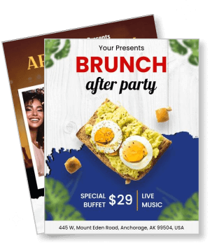 brunch after party event with special buffet and live music template