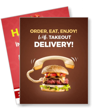 burger delivery promotion poster with vintage telephone takeout service template