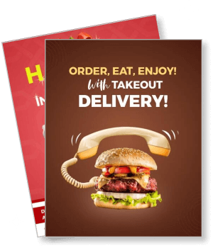 burger delivery promotion with vintage telephone takeout service template