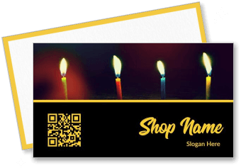 business card design with candles and qr code template