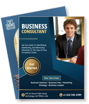 business consultant services promotional with contact information template