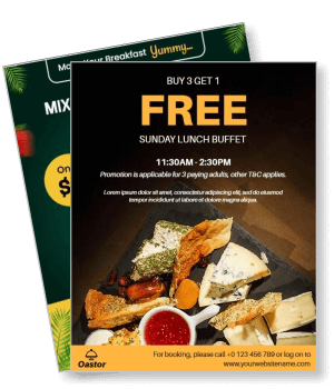 buy 3 get 1 free sunday lunch buffet with contact info template