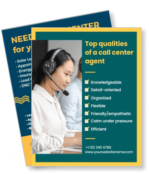 call center agent qualities informational flyer design template