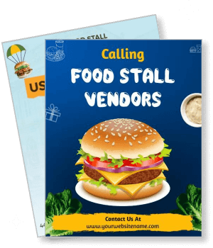 calling food stall vendors with burger illustration template