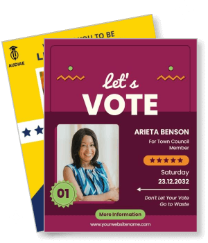 campaign poster lets vote election 2023 town council member template