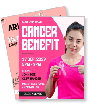 cancer benefit event poster september 2029 pink ribbon awareness template