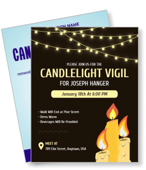 candlelight vigil invitation with lights and candles january event template