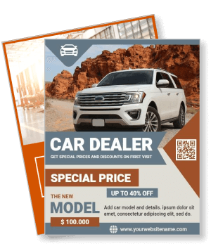 car dealer promotional flyer with new model special discount offer template