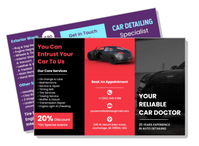 car detailing services flyer template auto maintenance specialist