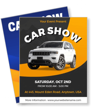 car show event suv vehicle october 2nd mount eden road anytown promotional template