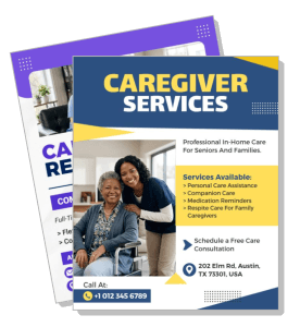 caregiver services brochure professional in home care seniors families template