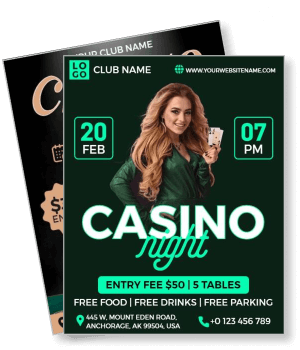 casino night party flyer template club event promotion