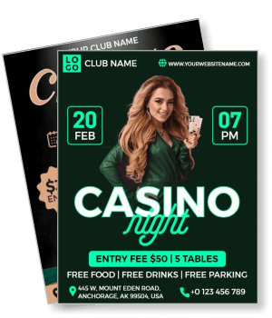 casino night party template club event promotion