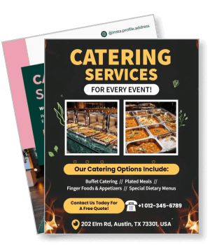 catering services event promotion template with contact details