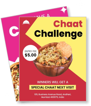 chaat challenge with entry fee details and special offer template