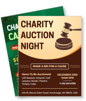 charity auction night gavel event december anchorage gift baskets artwork template