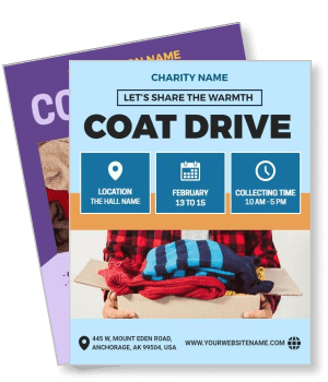 charity coat drive event poster with details and date template