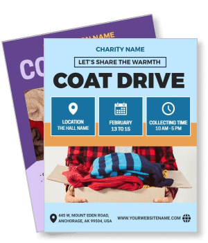 charity coat drive event with details and date template