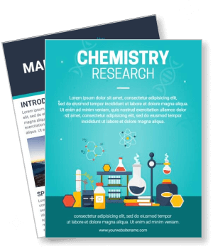 chemistry research design with lab equipment illustrations template