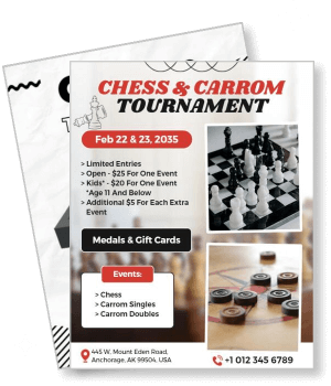 chess and carrom tournament 2025 event details template