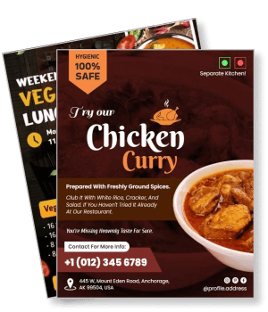 chicken curry advertisement hygienic food promotion restaurant offers template