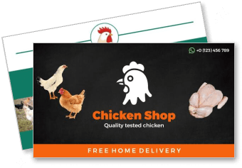 chicken shop logo and free home delivery advertisement template