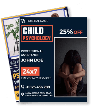 child psychology emergency services advert mental health assistance template