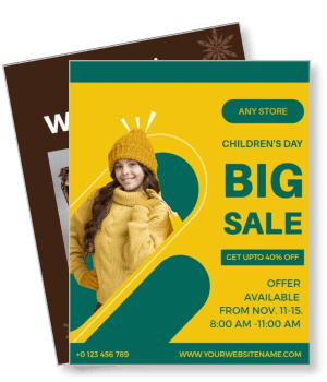 childrens day big sale with girl and store details template