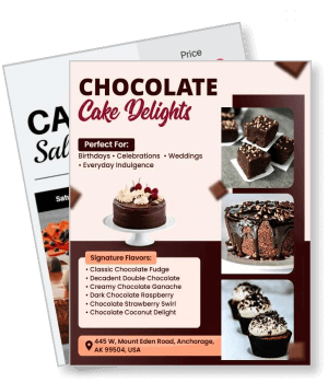 chocolate cake delights bakery with variety signature flavors template