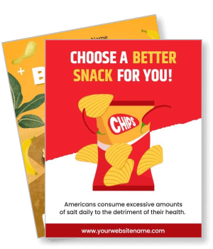 choose healthy snack poster with chips and leaves design template