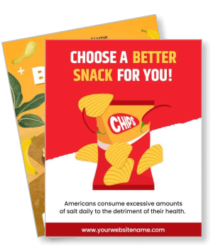 choose healthy snack with chips and leaves design template