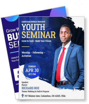 christian church youth seminar promotion april 30 event details template