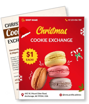 christmas cookie exchange with macarons and event details template