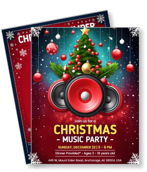 christmas music party speakers tree snowflakes template